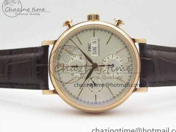 MIROTIME 0411 Efficient Portofino Chrono RG ZF 1:1 Best Edition White Dial on Brown Leather Strap A 7151